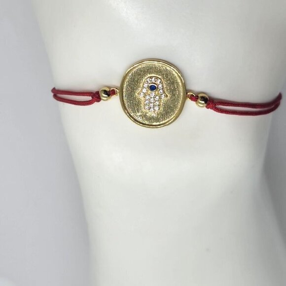 NEW Sterling Silver 925 Hamsa Design with Adjustable Bracelet - Picture 3 of 3